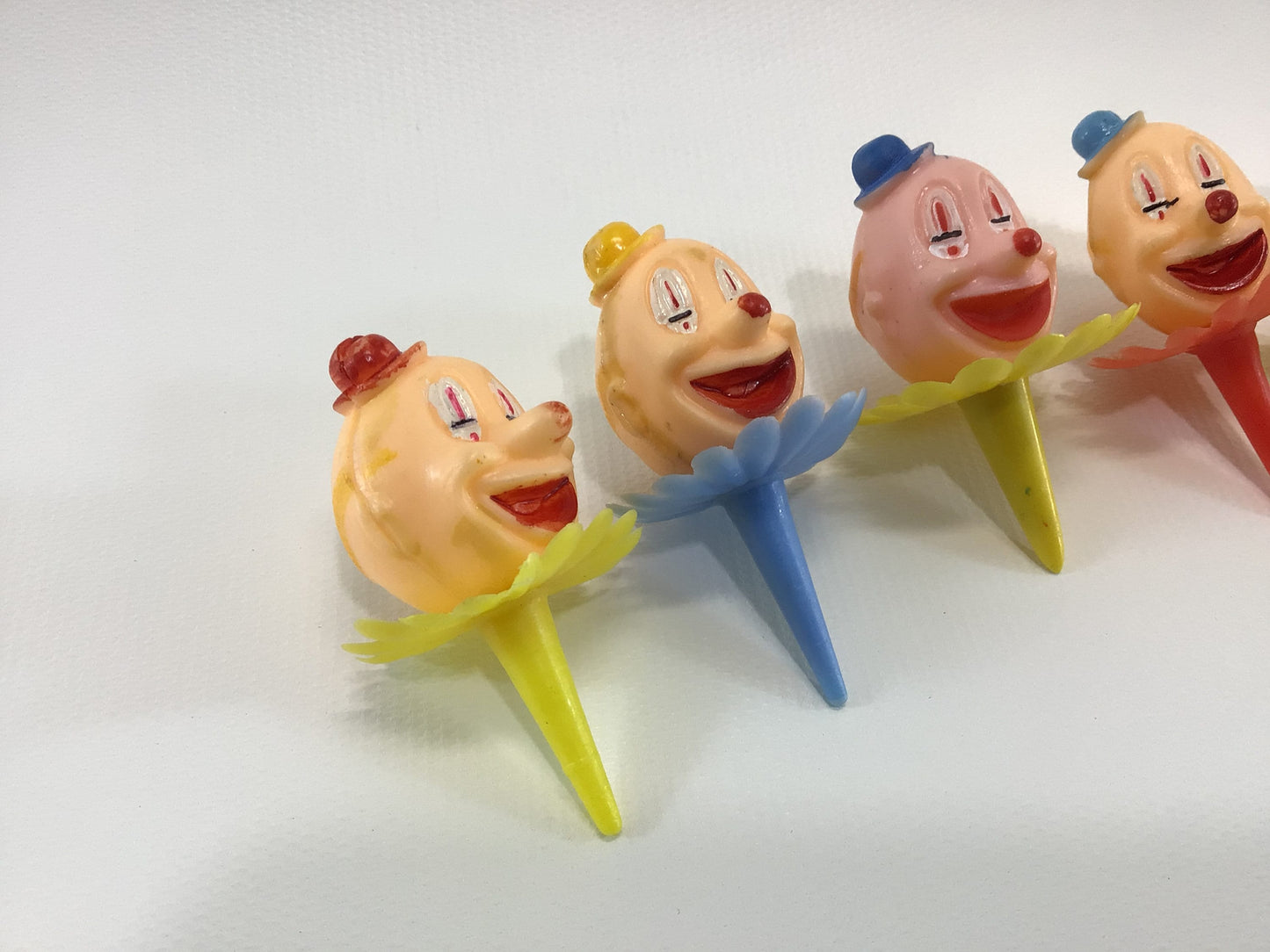 Miniature Happy Clown Head Cake Topper Picks Vintage Kitschy Holiday Ephemera