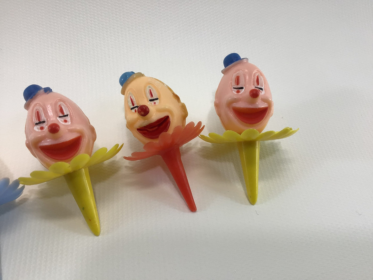 Miniature Happy Clown Head Cake Topper Picks Vintage Kitschy Holiday Ephemera