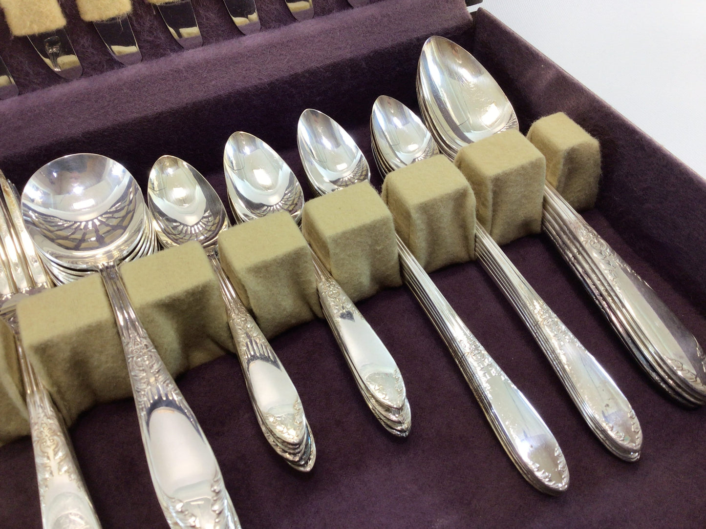 12 Piece Flatware Service 70 Pcs King Edward National Silverplate Co Vintage Quality Silverware in Art Deco Era Chest