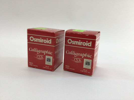 Osmiroid Red Ink Calligraphy Drawing Stamp Vintage Art Supply 2 Unused 28 ml Bottles