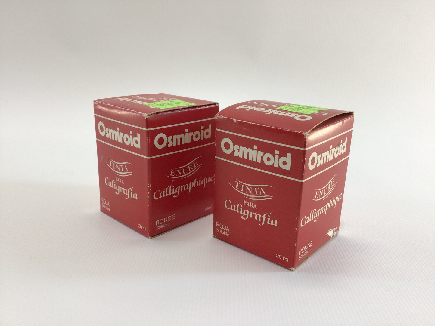 Osmiroid Red Ink Calligraphy Drawing Stamp Vintage Art Supply 2 Unused 28 ml Bottles