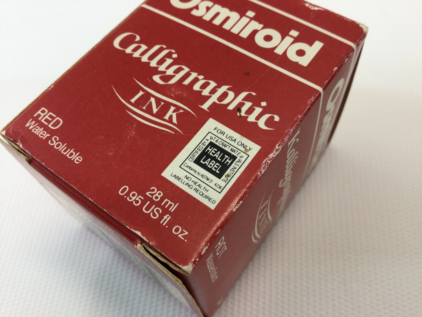 Osmiroid Red Ink Calligraphy Drawing Stamp Vintage Art Supply 2 Unused 28 ml Bottles