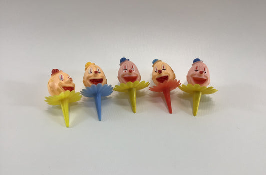 Miniature Happy Clown Head Cake Topper Picks Vintage Kitschy Holiday Ephemera