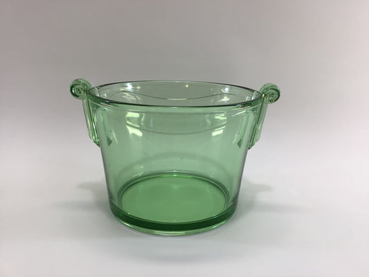 Vaseline Glass Art Deco Ice Bucket Vintage Barware Home Decor