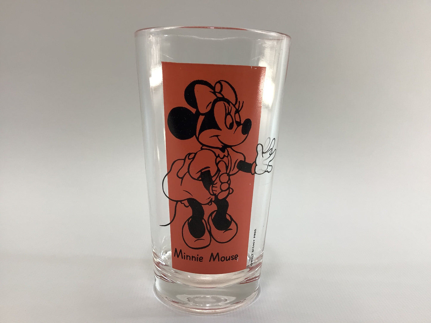 Mickey and Minnie Mouse Walt Disney Productions Vintage ACL Collectible 8 fl oz Drinking Glass