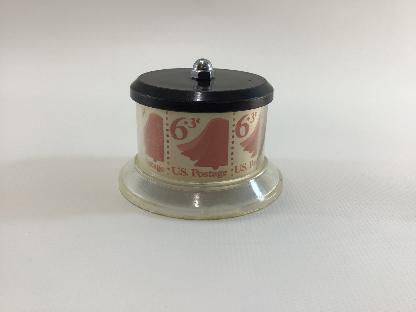 Black Jewel Vintage Stamp Dispenser with Roll of 6.3 Cent Postage Stamps Issued 1974