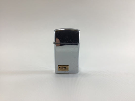 Zippo Slim Cigarette Lighter 1969 High Polish Chrome Vintage EATON Corporation Logo Advertising