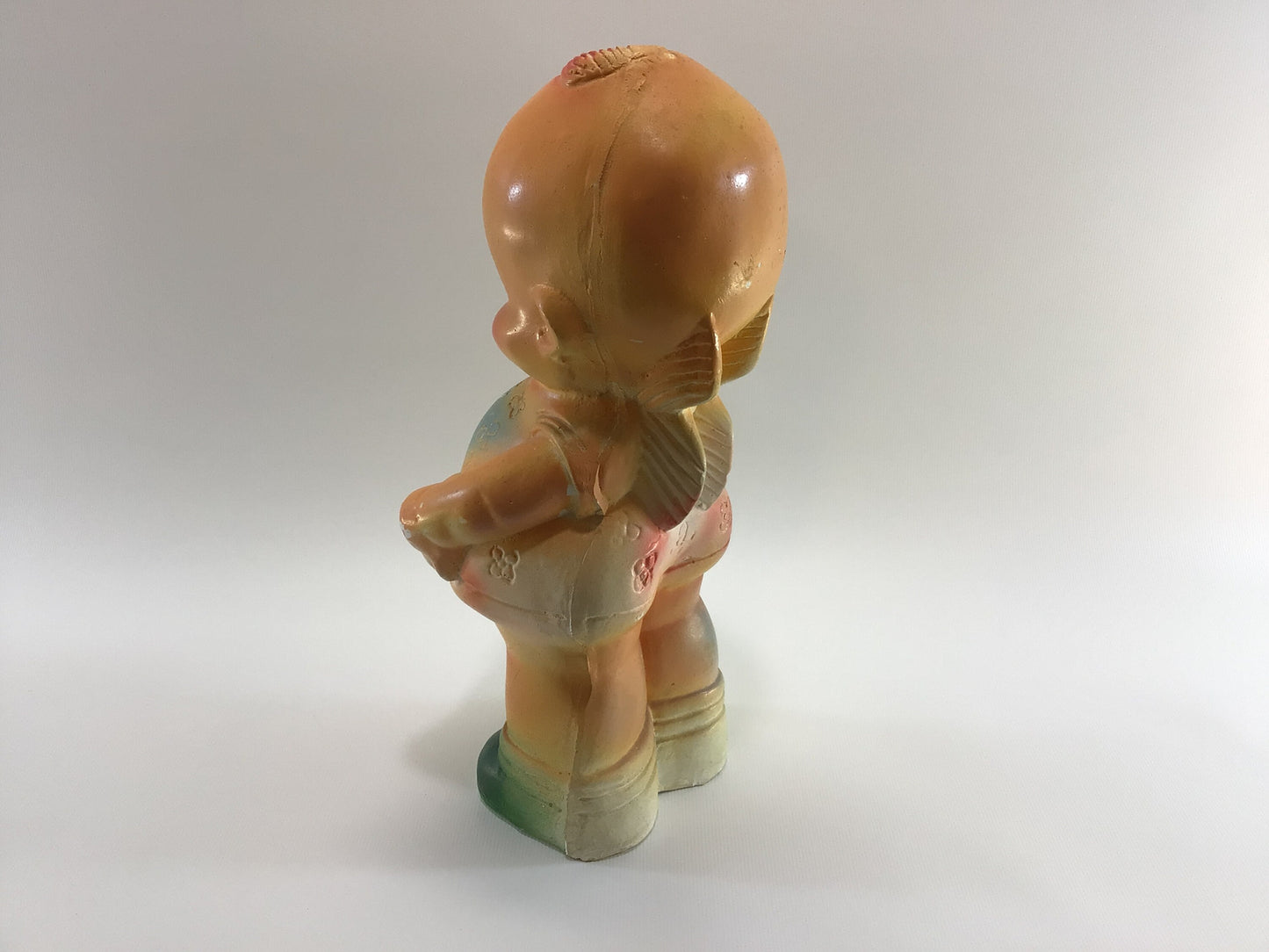 Kewpie Angel Baby Figurine Vintage 12" Airbrush Chalkware Kitschy Carnival Fair Prize Toy Doll