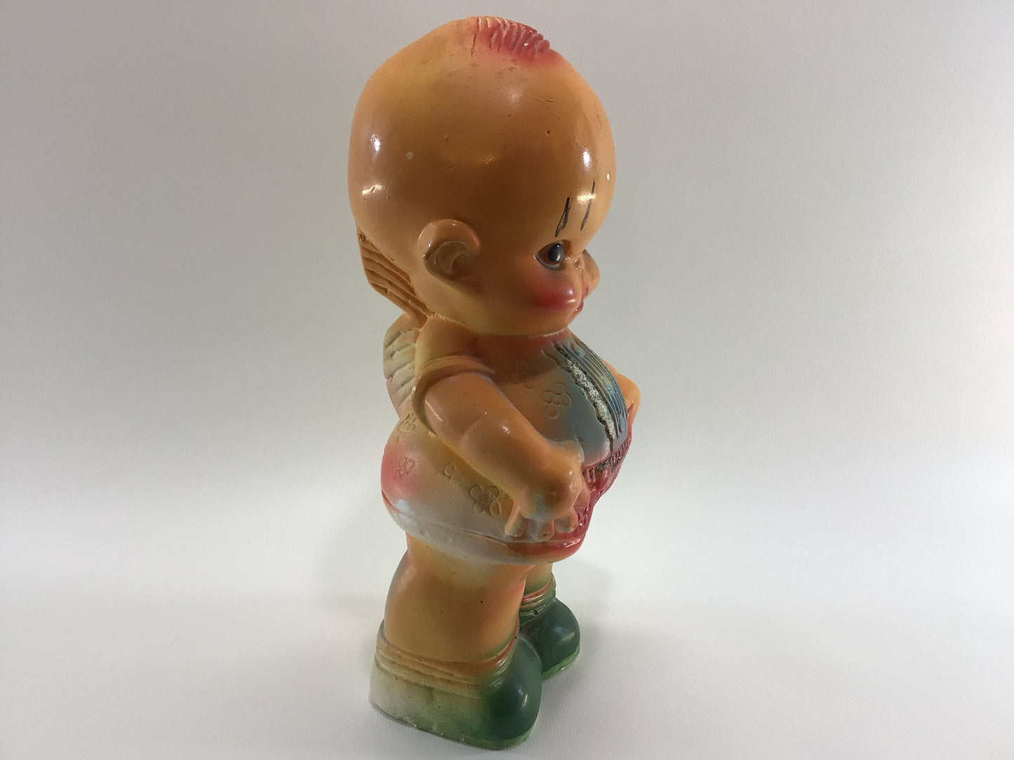 Kewpie Angel Baby Figurine Vintage 12" Airbrush Chalkware Kitschy Carnival Fair Prize Toy Doll