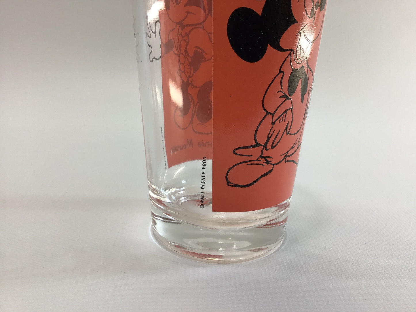 Mickey and Minnie Mouse Walt Disney Productions Vintage ACL Collectible 8 fl oz Drinking Glass