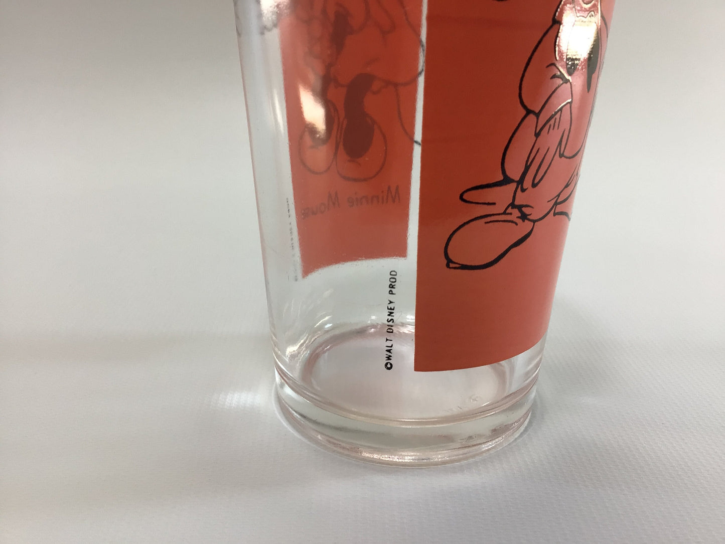 Mickey and Minnie Mouse Walt Disney Productions Vintage ACL Collectible 12 fl oz Drinking Glass