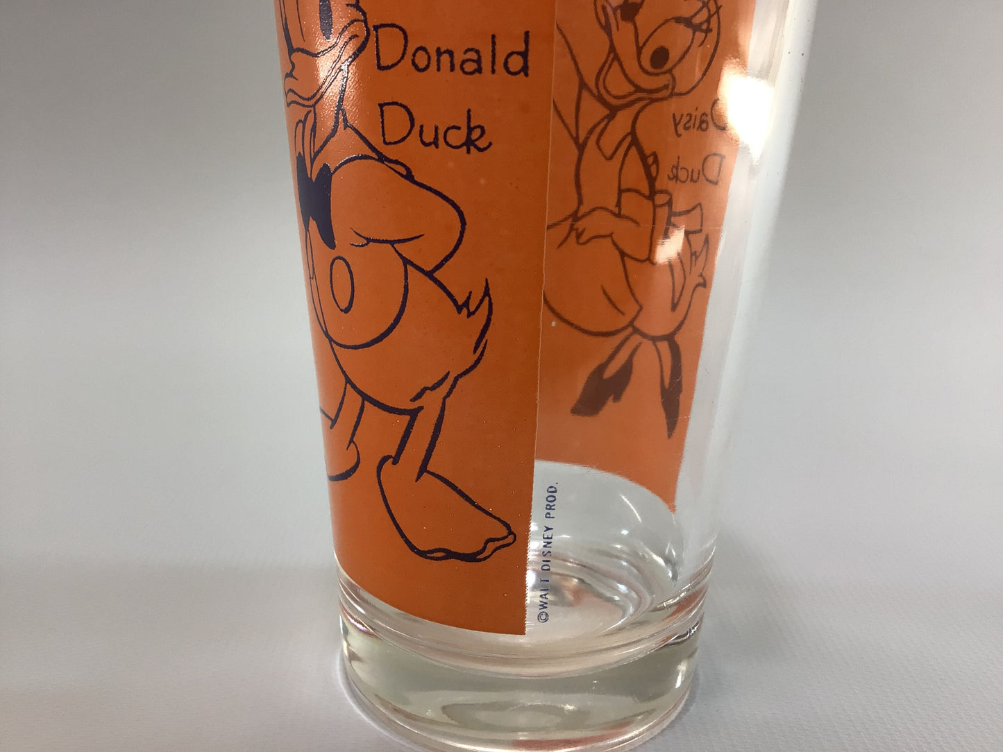 Donald and Daisy Duck Walt Disney Productions Vintage ACL Collectible 8 fl oz Drinking Glass