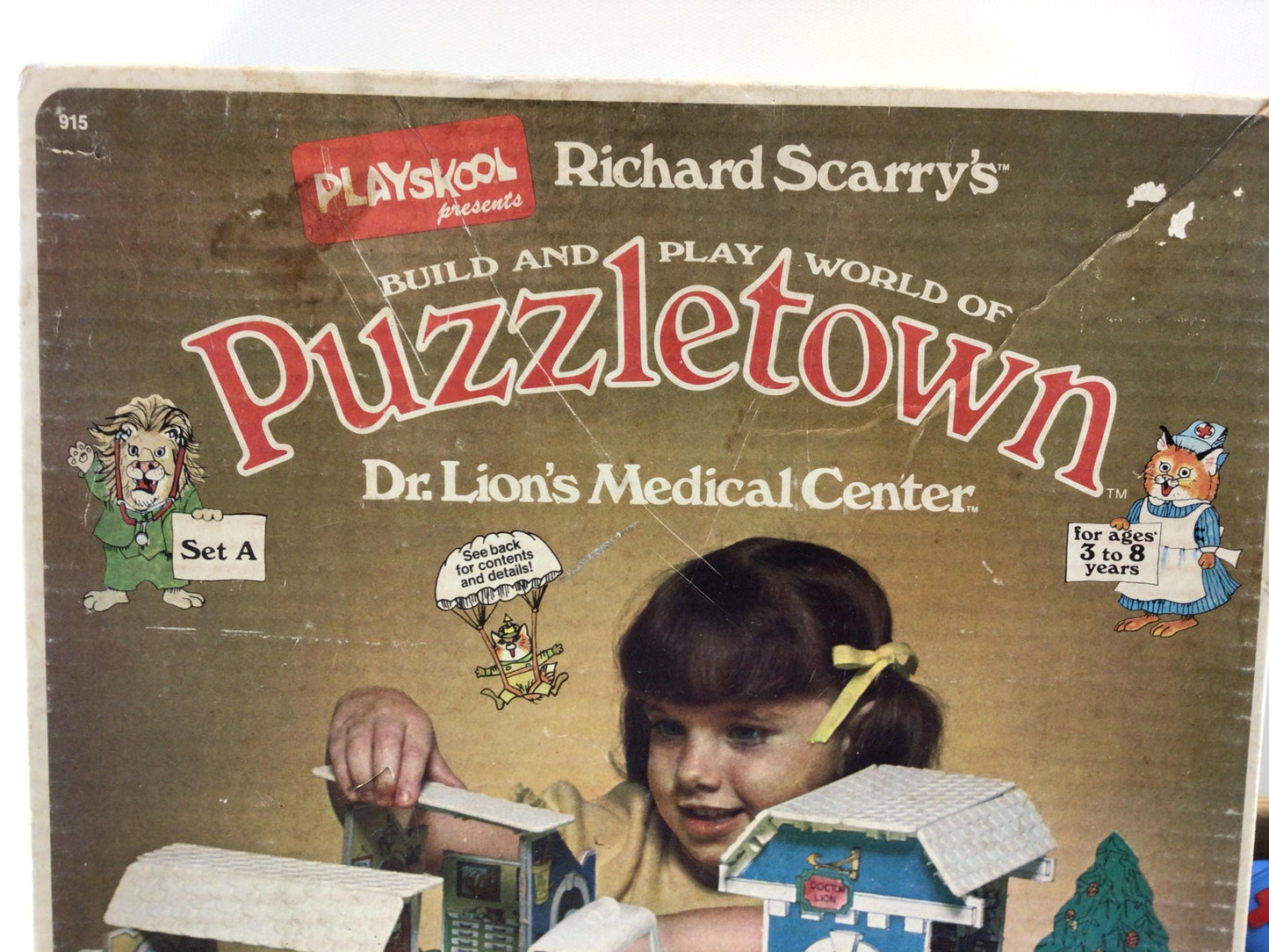 Playskool Puzzletown Dr Lion's Medical Center Set A Vintage Building Construction Toddler Toy