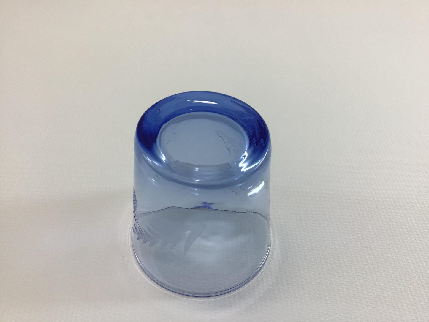 Antique Shot Glass Etched Blue Glass Collectible Barware