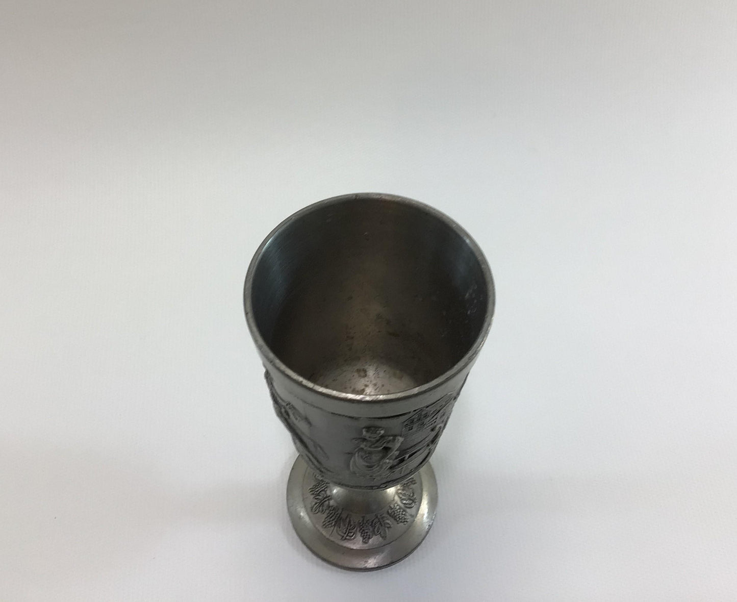 Pewter Goblet Vintage Made in Germany Frieling Zinn Olde Tavern Relief Design