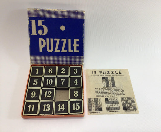 Brain Teaser Game 15 Puzzle No 3209 The Embossing Company Albany New York Vintage Toy