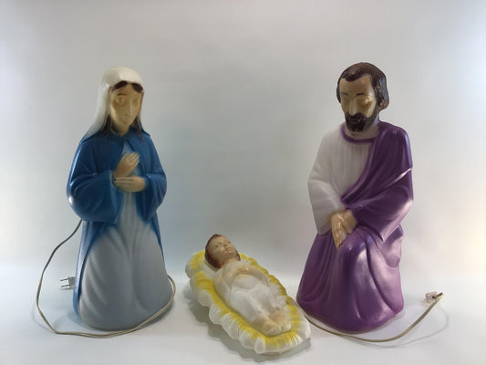 Empire Blow Mold 4 Piece Nativity Set 17" Lighted Indoor Outdoor Vintage Christmas Holiday Decoration