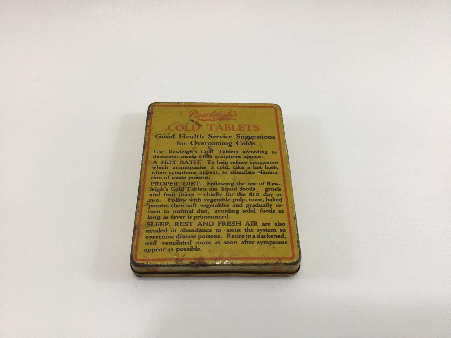 Advertising Tin Rawleigh's Cold Tablets Vintage Over the Counter Pharmacy Ephemera