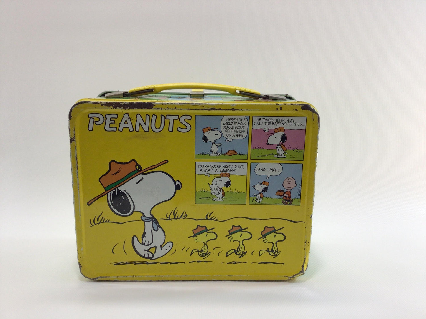 Peanuts Thermos Lunch Box Vintage 1980s Tin Litho Graphics