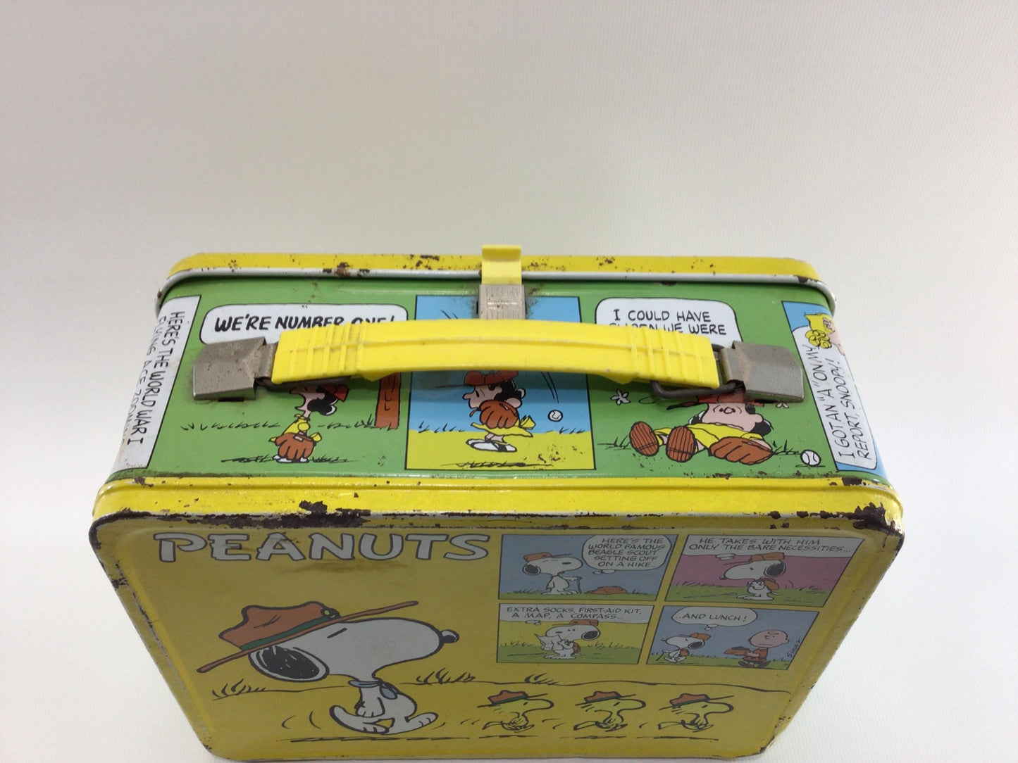 Peanuts Thermos Lunch Box Vintage 1980s Tin Litho Graphics