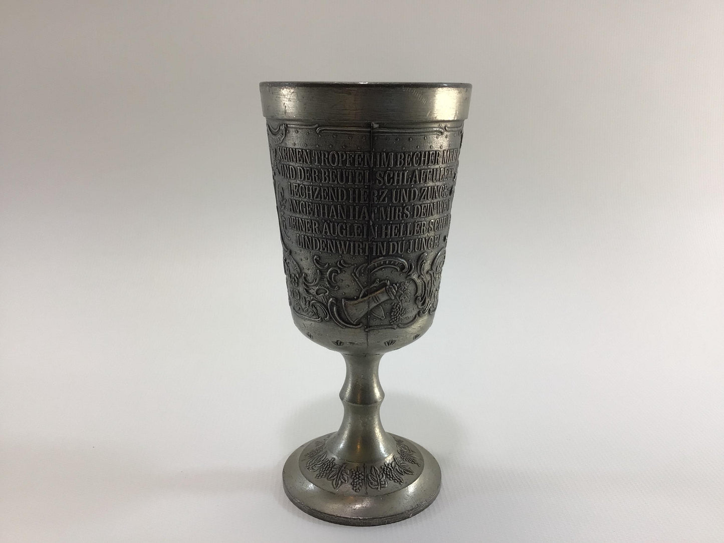 Pewter Goblet Vintage Made in Germany Frieling Zinn Olde Tavern Relief Design