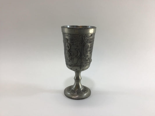 Pewter Goblet Vintage Made in Germany Frieling Zinn Olde Tavern Relief Design