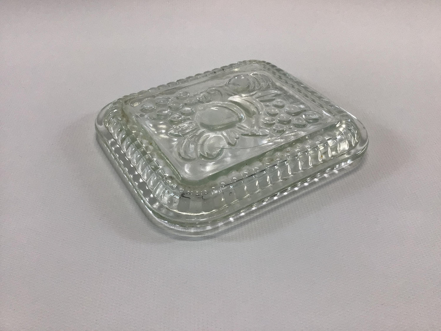 Federal Glass Refrigerator Dish Lid Embossed Fruit Vintage Rectangle Butter Food Storage Container Replacement Part