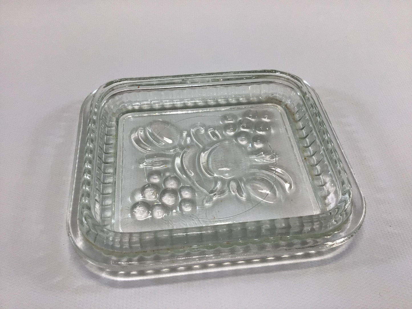 Federal Glass Refrigerator Dish Lid Embossed Fruit Vintage Rectangle Butter Food Storage Container Replacement Part