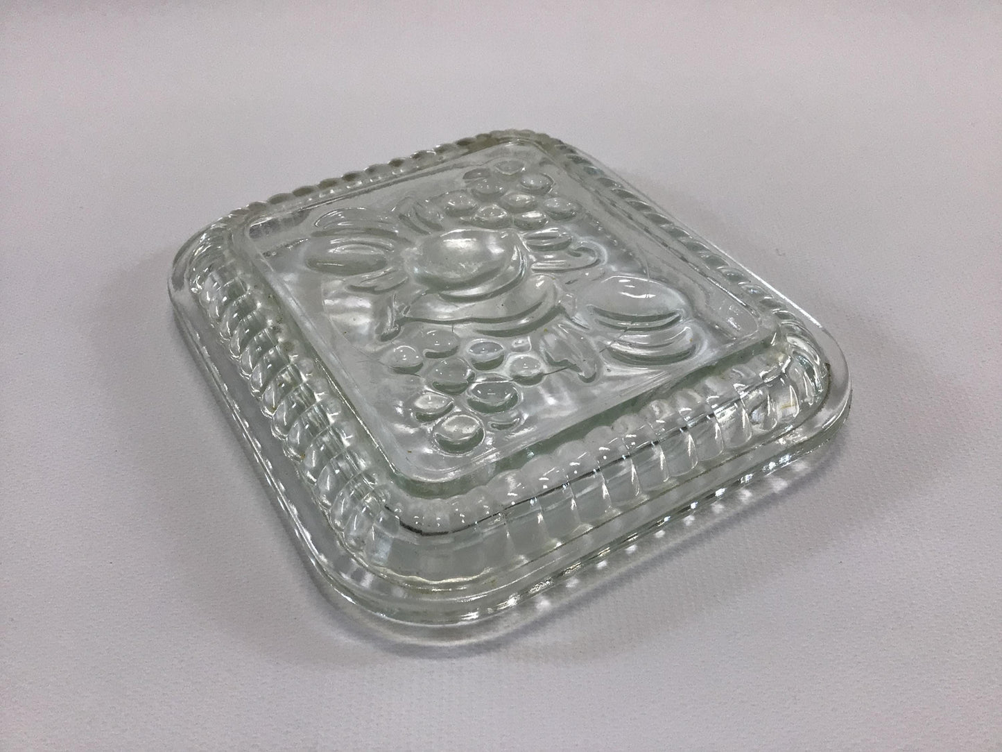 Federal Glass Refrigerator Dish Lid Embossed Fruit Vintage Rectangle Butter Food Storage Container Replacement Part