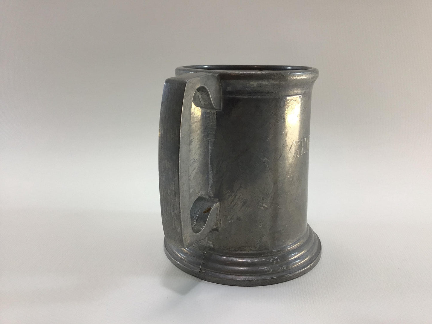 Pewter Mug GENE Monogram Vintage Duratale by Leonard Rustic Barware