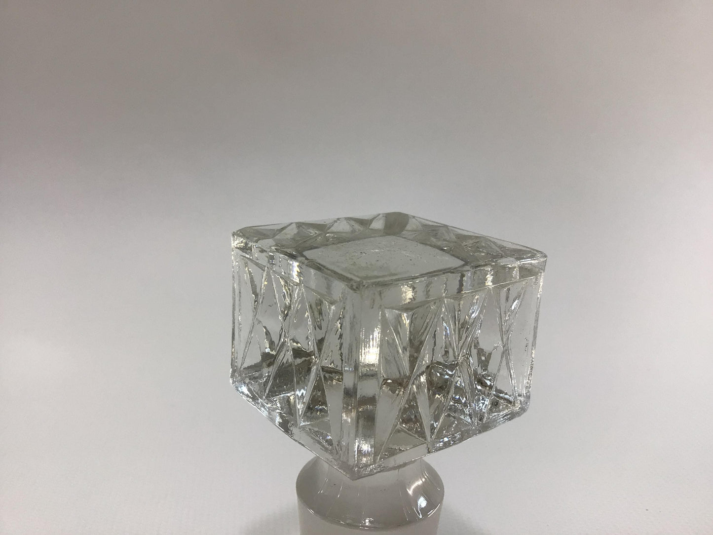 Antique Bottle Stopper Square Diamond 28mm Ground Pressed Clear Glass Replacement Part Decanter