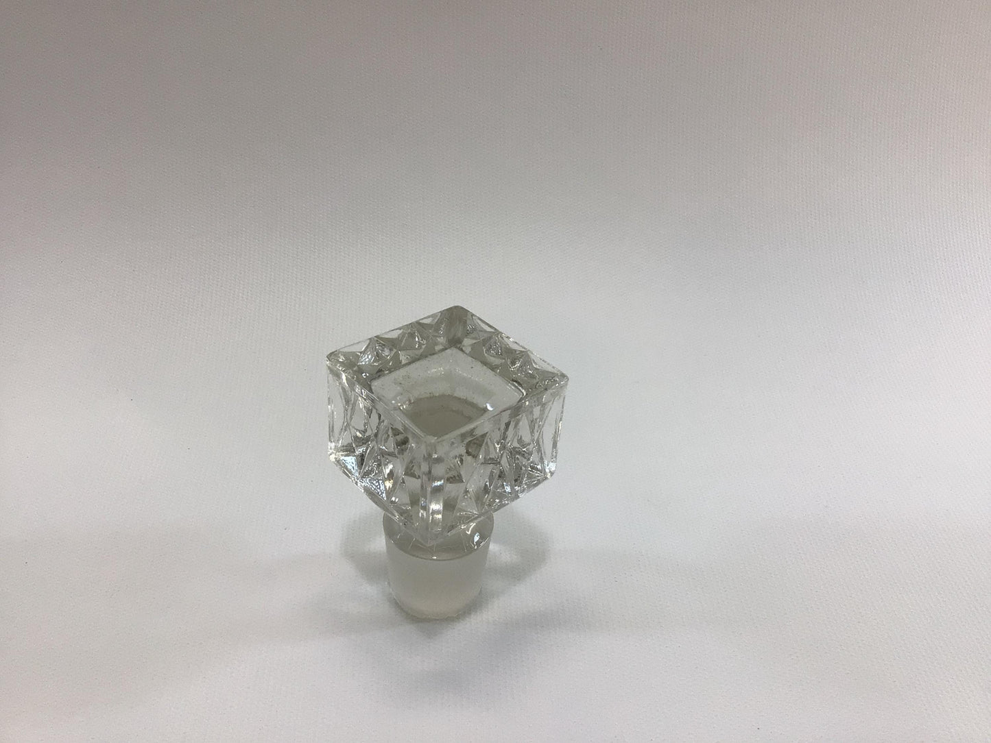 Antique Bottle Stopper Square Diamond 28mm Ground Pressed Clear Glass Replacement Part Decanter