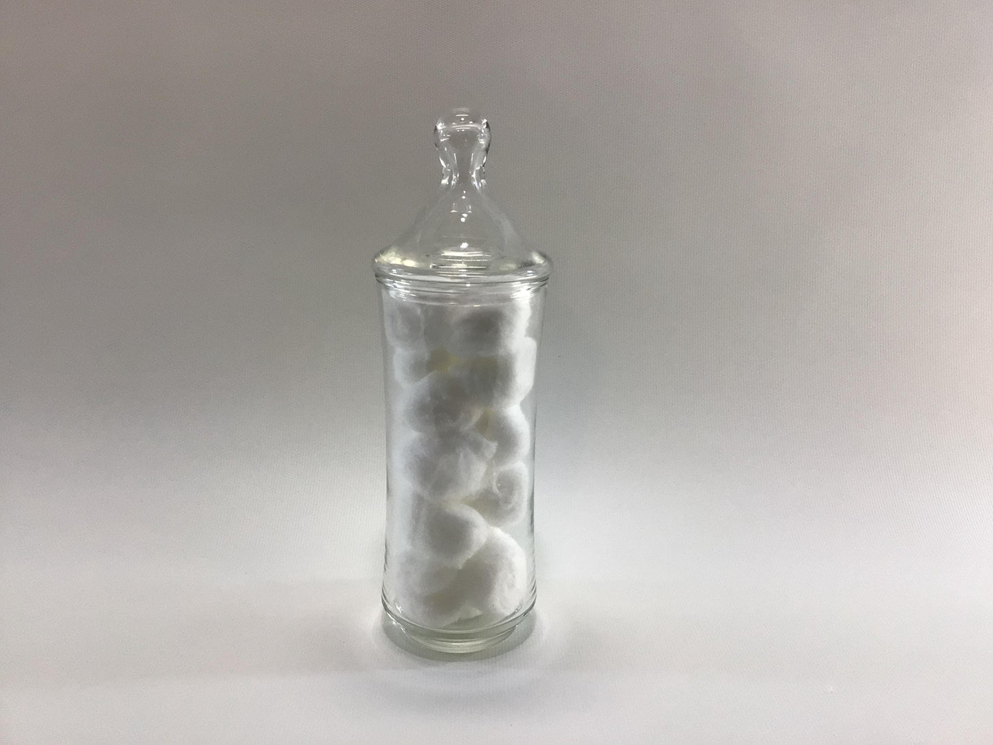 Cotton Ball Jar 9" Clear Glass Vintage Bathroom Vanity Storage Container