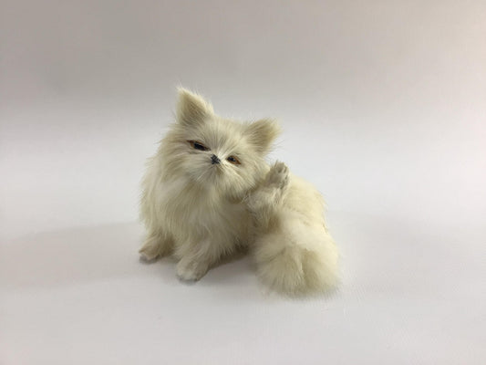 Persian Cat Rabbit Fur 4" Figurine Cute Kitschy Vintage Vanity Decor