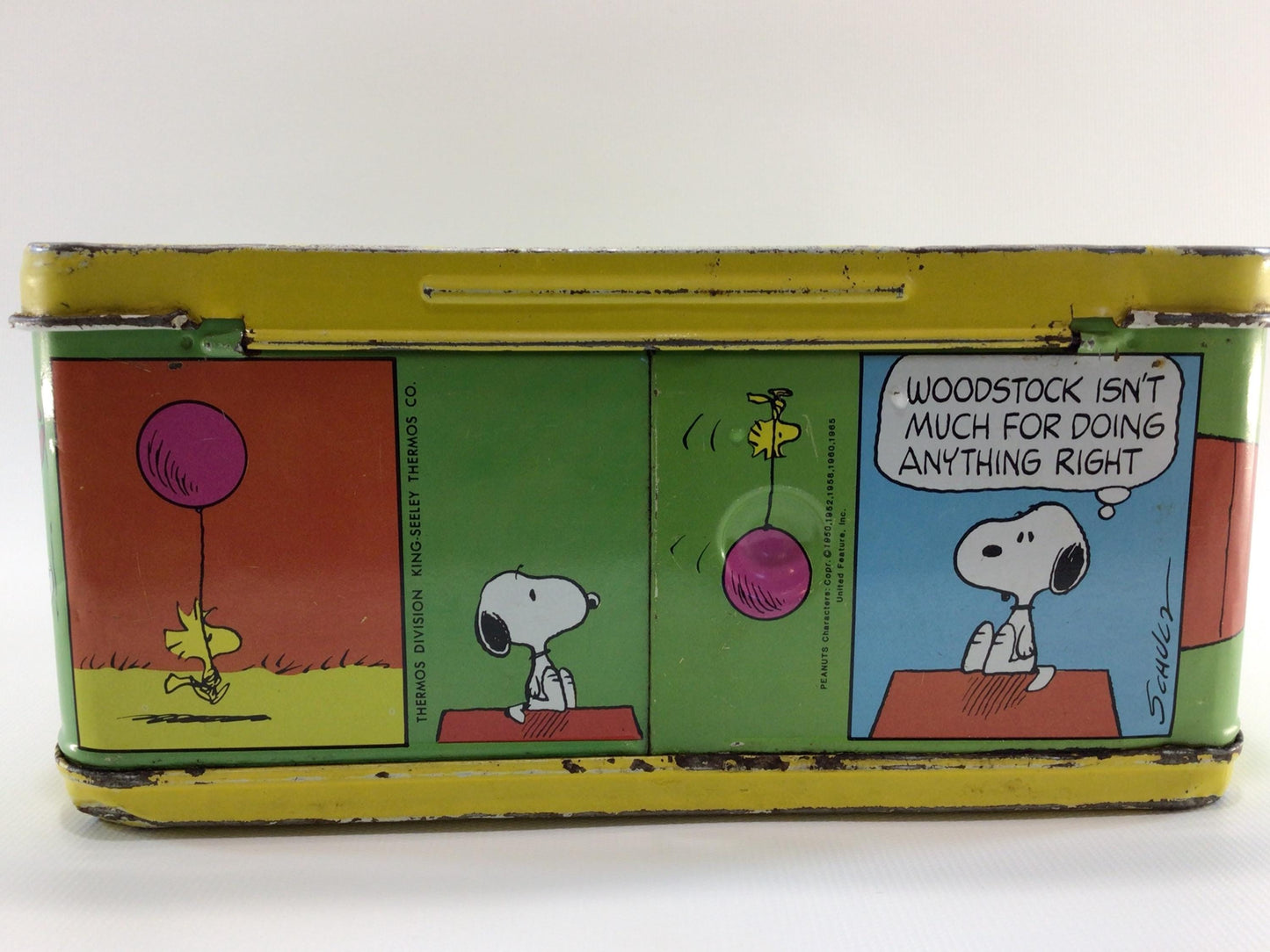 Peanuts Thermos Lunch Box Vintage 1980s Tin Litho Graphics