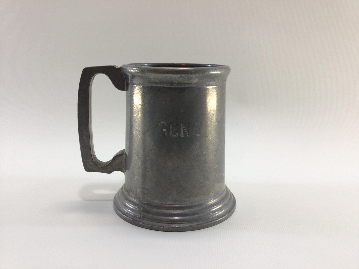 Pewter Mug GENE Monogram Vintage Duratale by Leonard Rustic Barware