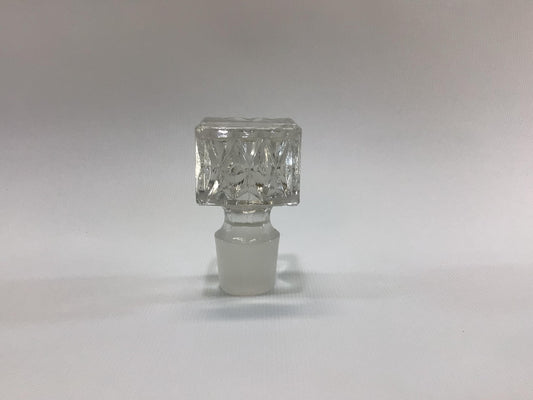 Antique Bottle Stopper Square Diamond 28mm Ground Pressed Clear Glass Replacement Part Decanter