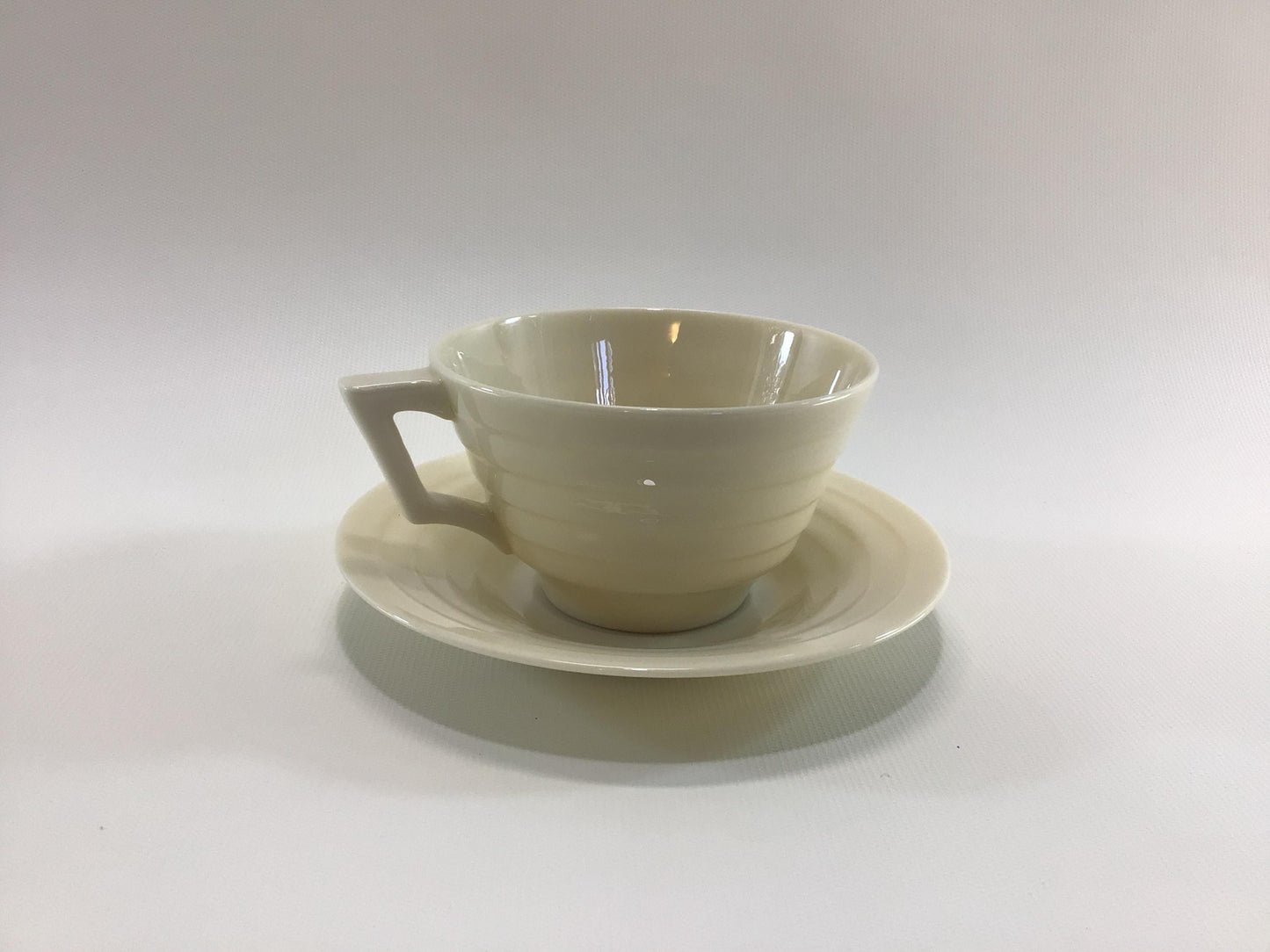 Lenox Terrace White China Flat Cup and Saucer Art Deco Era Dining Service Replacement Pieces