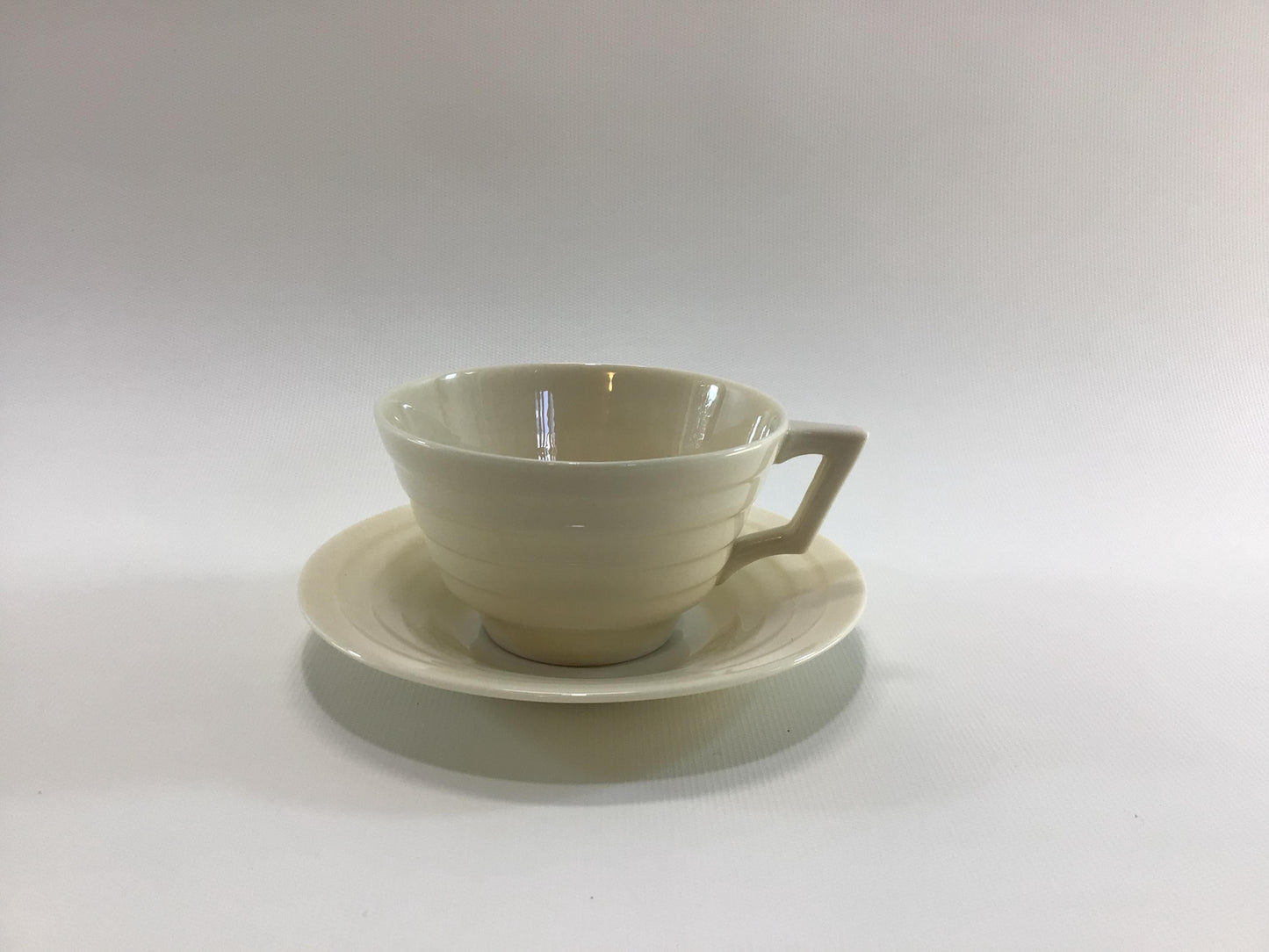 Lenox Terrace White China Flat Cup and Saucer Art Deco Era Dining Service Replacement Pieces