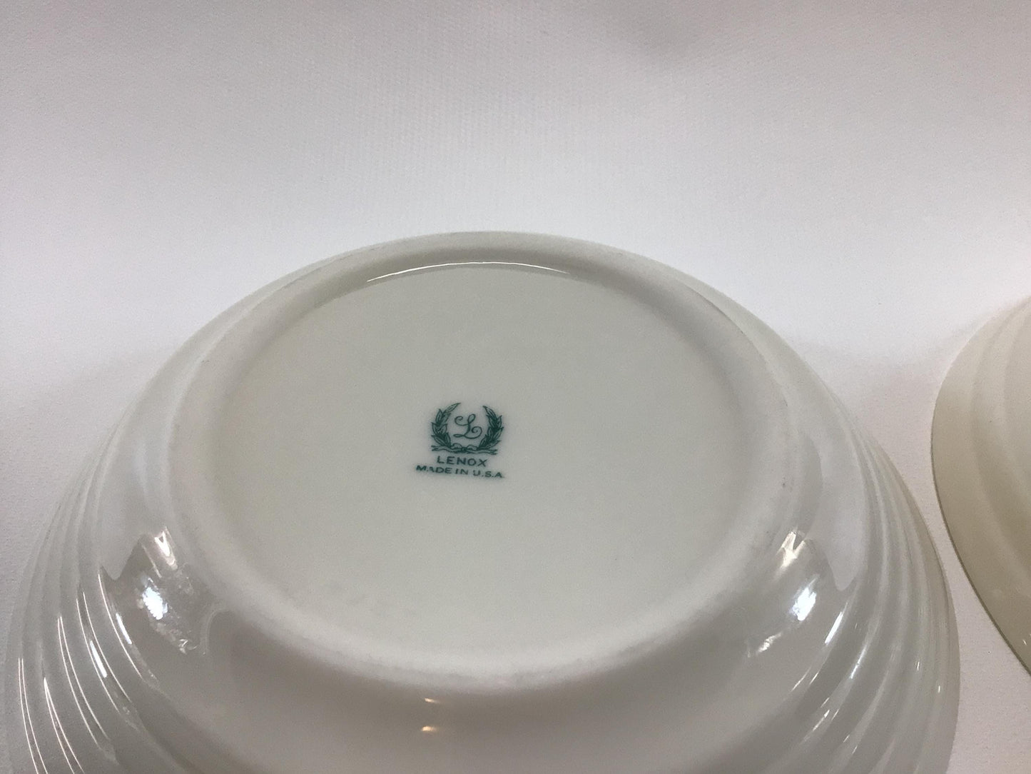 Lenox Terrace White China 5" Fruit Dessert Bowls 2 Art Deco Era Dining Service Replacement Pieces