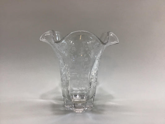 Elegant Glass 5" Vase Floral Motif Vintage Home Decor