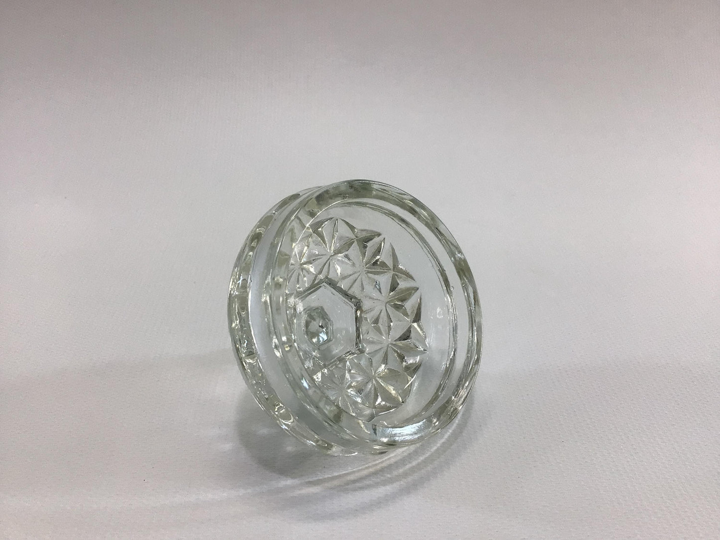 Condiment Jar Lid 2" Clear Pressed Glass Vintage Replacement Part