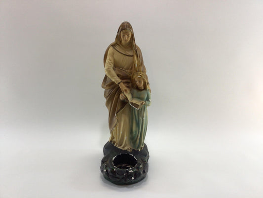 Saint Anne Shrine 13" Chalkware Figurine 909 Mid Century Religious Home Decor Catholic Altar Collectible