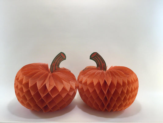 Pumpkin Halloween Decorations Vintage Paper Honeycomb Kitschy Fun Holiday Table Decor 10" Made in USA