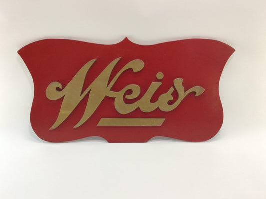 Weis Wooden 20" Sign Red and Gold on Cedar Vintage Wall Decor