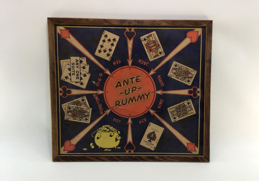 Gaming Board Ante Up Rummy and Chinese Checkers Vintage Rustic Game Room Wall Decor