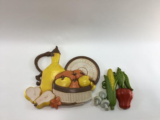 Syroco Fruit and Homco Vegetables Vintage 3D Hard Plastic Country Kitchen Wall Decor