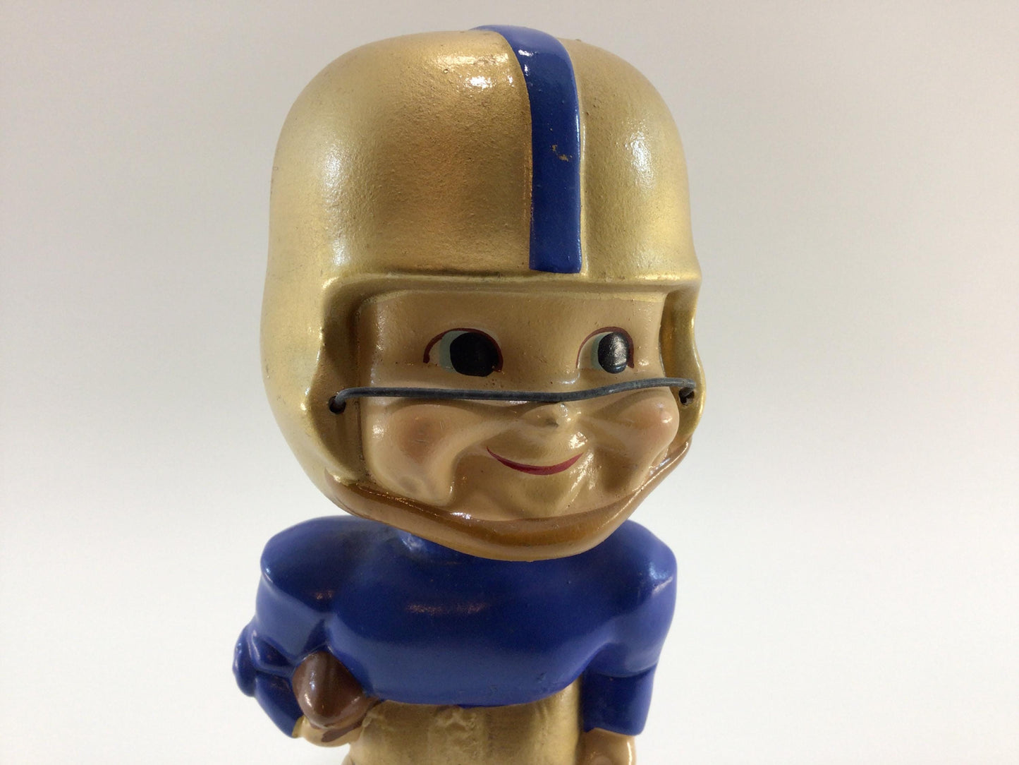 Nodder Bobblehead Vintage Ceramic Sports Collectible Blue Gold Uniform