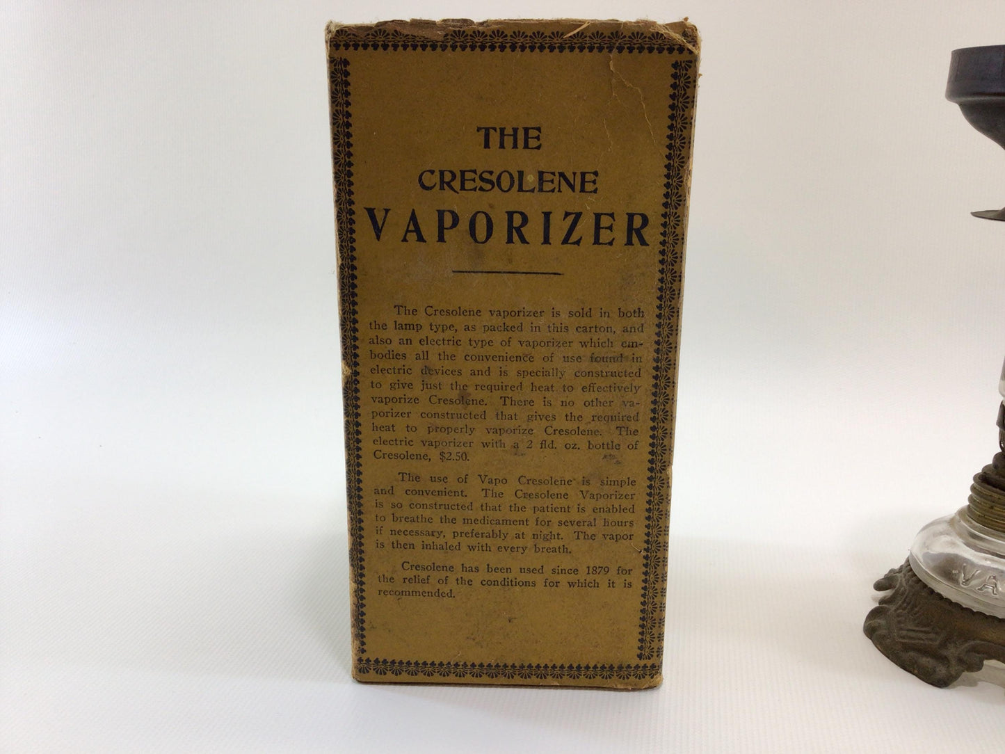 Vapo Cresolene Antique Vaporizer Stand and Box Victorian Medicinal Home Remedies Decor