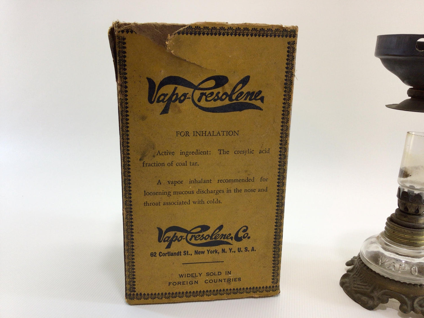 Vapo Cresolene Antique Vaporizer Stand and Box Victorian Medicinal Home Remedies Decor